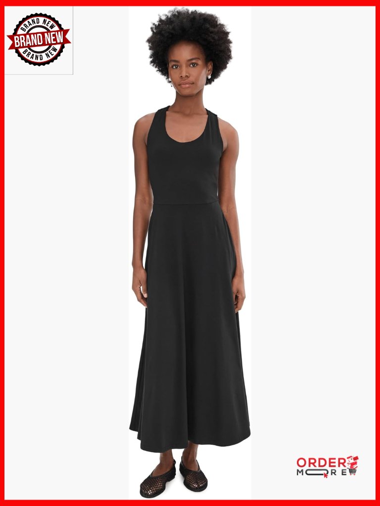 Fit-And-Flare Open Back Maxi Dress With Built-In Bra